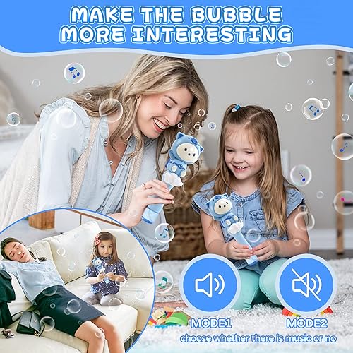 Miniatura 4 de Varita automática de burbujas para niños, máquina de burbujas eléctrica para niños y niñas, juguetes de burbujas para cumpleaños, al aire libre,