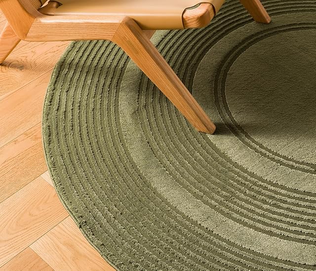 Revival Rugs Maru 8'x8' Machine Washable Area Rug for Living Room Bedroom - 100% Recycled Oeko-TEX Certified, Medium Pile, Green