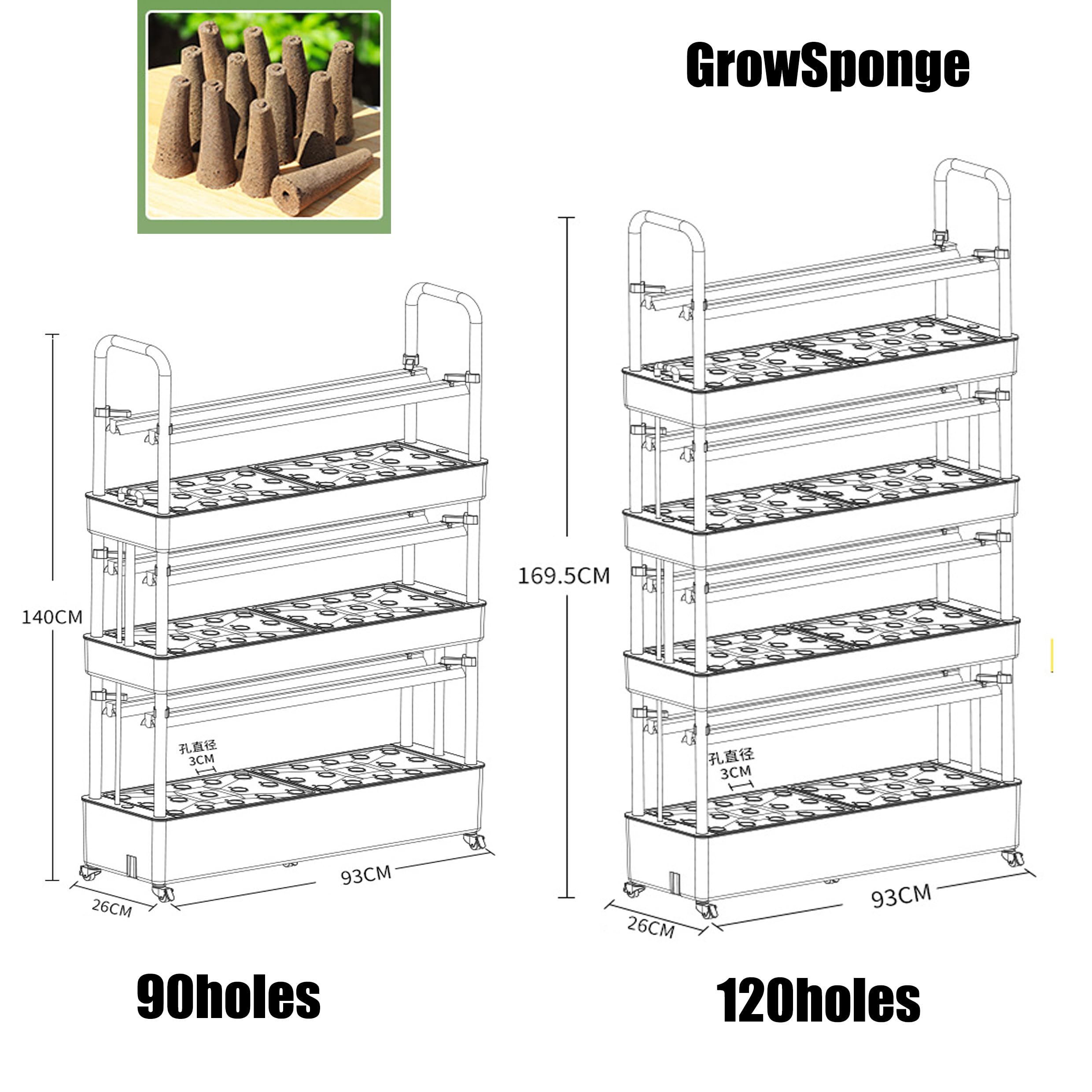 Tour de Culture hydroponique Verticale, système de Culture hydroponique d'intérieur - Jardin aéroponique 120 Trous pour Herbes, Fruits et légumes - Kit hydroponique Complet avec GrowSponge