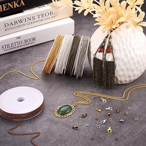 Vista 54 de Mega Pet Cadena de acero inoxidable de 16.4 pies/16.4 ft, color metálico, cadena de eslabones cubanos sin soldar, cadenas de cable facetado, cadena