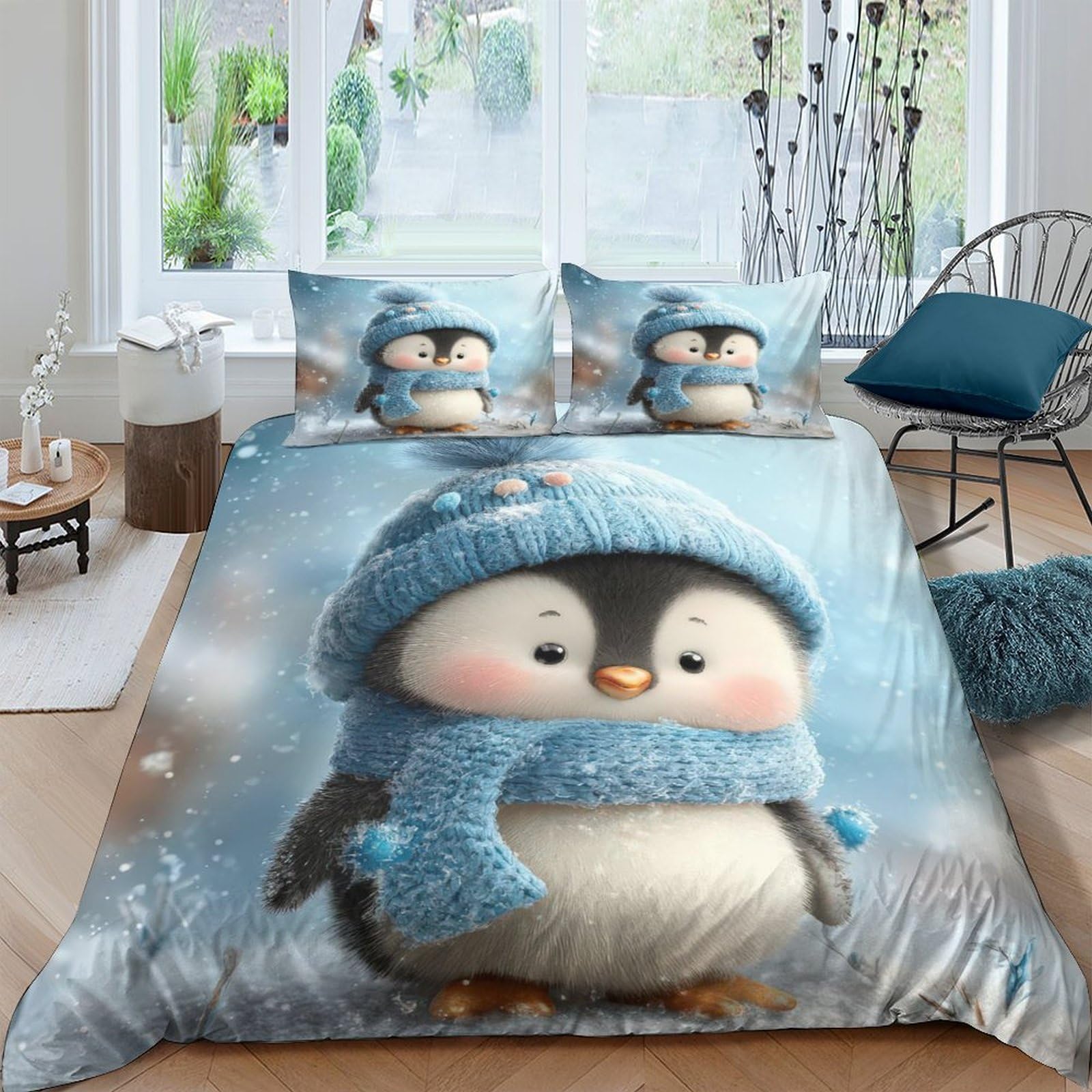 Parure de couette pingouin 3D le cadeau idéal pour amis et familles