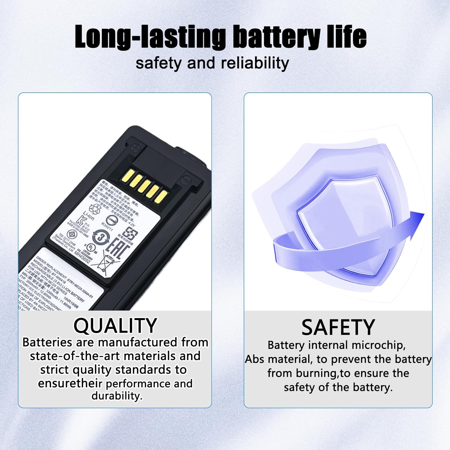 Replacement 3500mAh Li-ion Battery for Zebra Barcode Scanner MC2200, MC22, MC2700, MC27, MC2180, MC220J