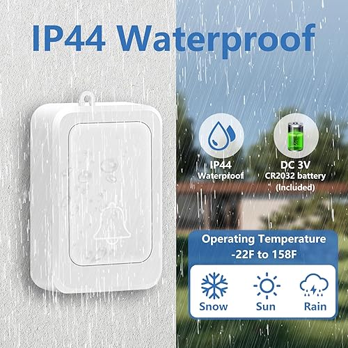 Miniatura 6 de Timbre con discapacidad auditiva con 7 colores de luz brillante y 4 volúmenes, timbres inalámbricos, en el hogaroficina, 1 transmisor con 2