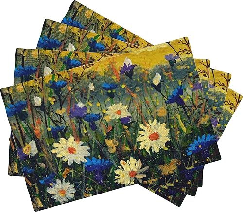 Miniatura 9 de Juego de 4 manteles individuales con diseño de hojas de acuarela, juego de manteles individuales para mesa de comedor, 12 x 18 pulgadas, lavables,