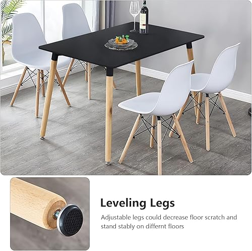 Miniatura 3 de Hommoo Mesa de comedor de madera de granja de 47 pulgadas con patas de metal, mesa de cocina moderna para 4-6 personas, color marrón rústico