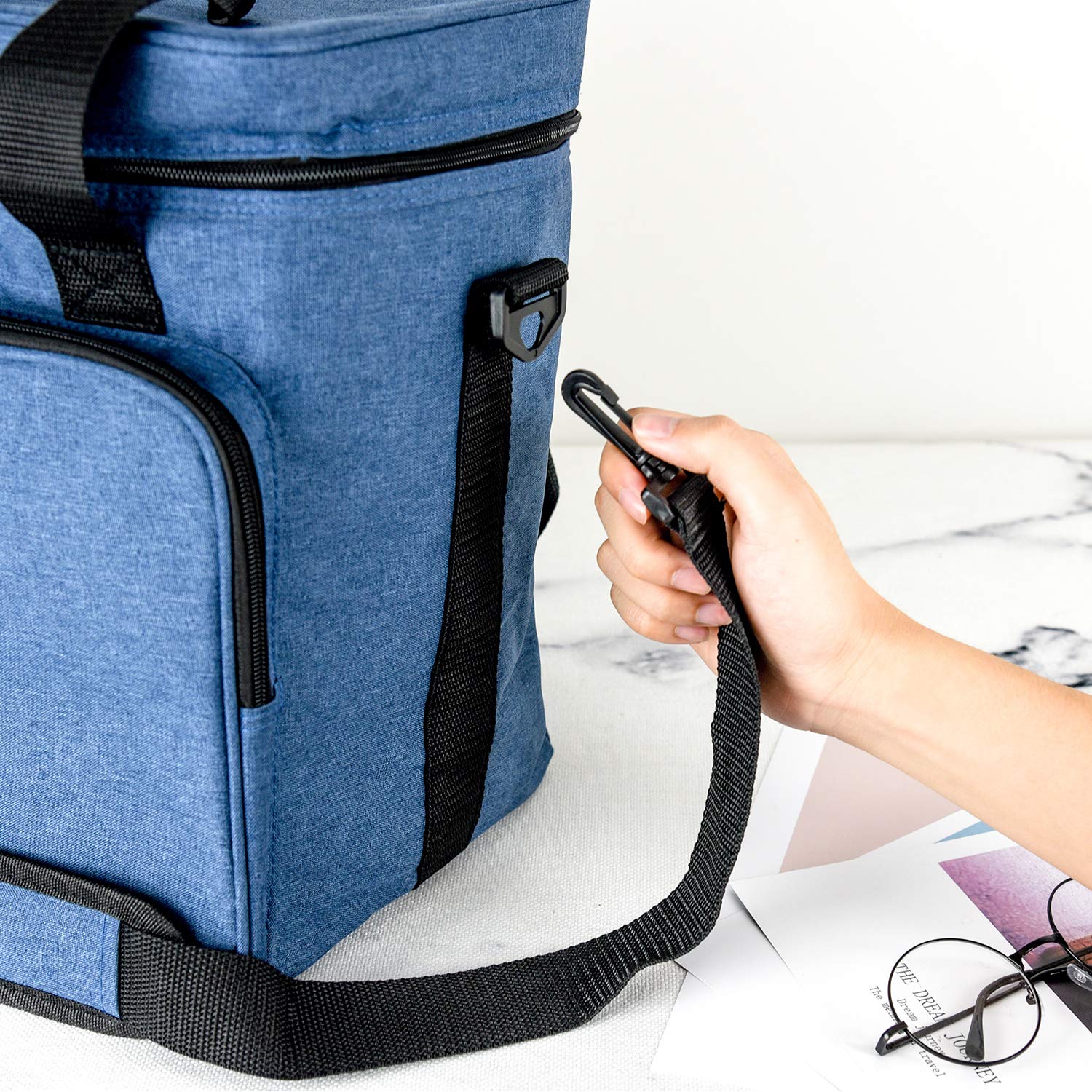 Insulated Wine Carrier 6 Flasche Tasche Tote - Portable Travel Padded Cooler Tragetasche Canvas Verstellbare Schultergurt - (Dunkelgrün)