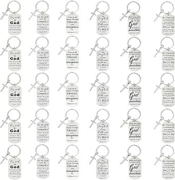 kilofly Christian Inspirational Bible Verse Keychain Gift Cross Charm