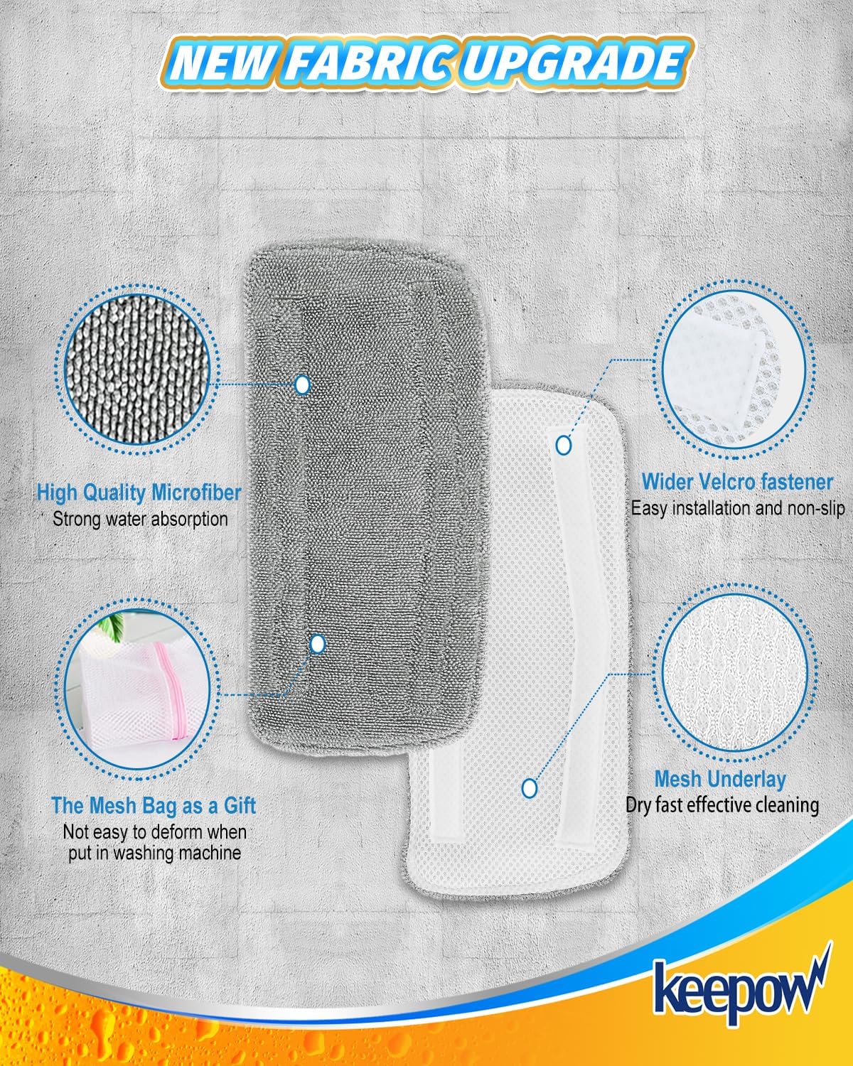 KEEPOW Steam Mop Pads Compatible with Mxnsewr Steam Mop, Compatible with GorFanty Steamer Mop GF-6610B/GF-6610, Fit for Neugo Steam Mops NE033, 4 Pack Spiral Microfiber Steam Mop Replacement Pads - Image 3