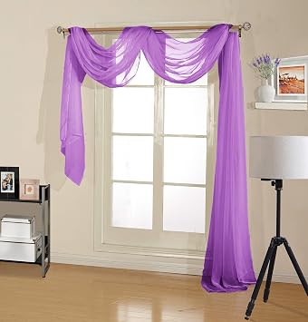 Decotex Premium Quality Sheer Voile Scarf Valance for Home & Event Designs 54" X 216", Lilac