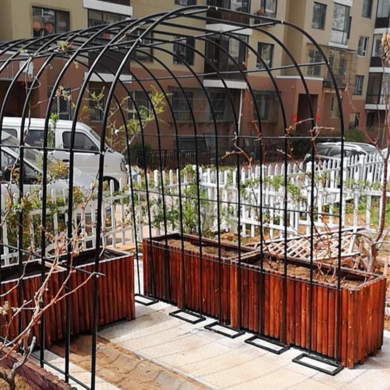 Generic Garden Rose Arch, Metal Pergola Arbor for Climbing Plants, Decorative Wedding Arch, Outdoor Support Arbor, W120-350cm Easy to Install, Black