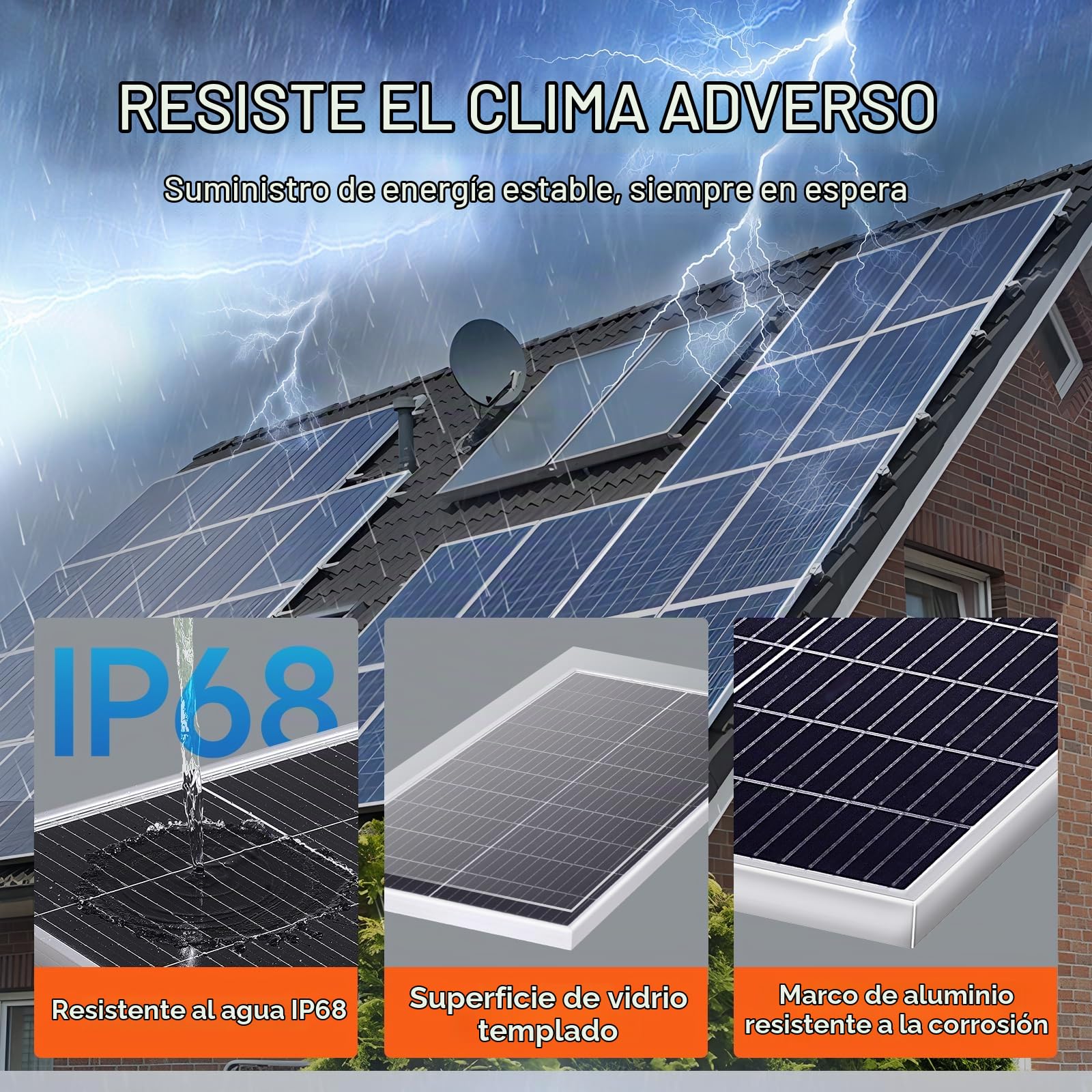 VEVOR Kit de Panel Solar Monocristalino 200W 2 Paneles Solares y Controlador de Carga Módulo Fotovoltaico Monocristalino de Alta Eficiencia 23% Impermeable IP68 para el Hogar, RV, Barco, Fuera de Red