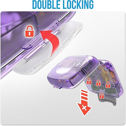 Miniatura 3 de Organizador de píldoras hermético, dispensador de píldoras grande para el hogar, soporte de suplemento de viaje para el hogar, clasificador de