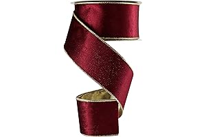 Burgundy Christmas Ribbon With Wired Edges