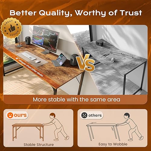 Miniatura 8 de PRAISUN Escritorio para computadora de 40 x 24 pulgadas con escritorio más profundo, escritorio de oficina para juegos, escritura y trabajo para