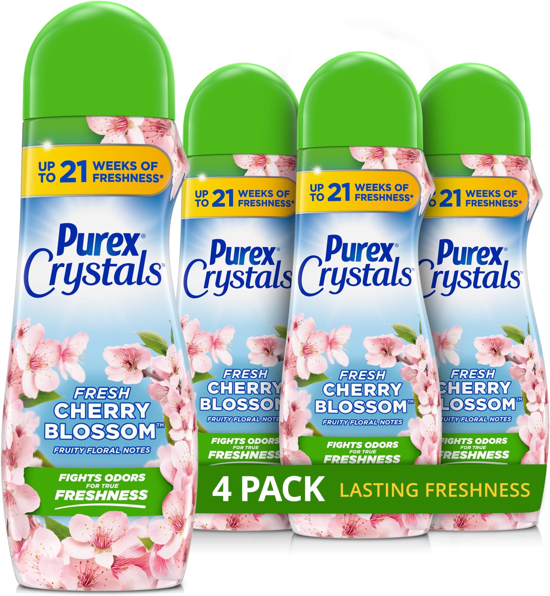 Purex Crystals in-wash Fragrance and Scent Booster, Cherry Blossom & Ginger, 21 Ounce (Pack of 4)