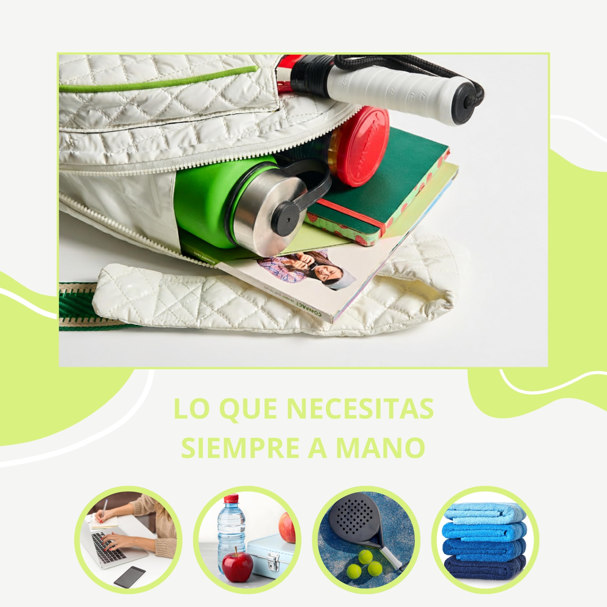 Genérico Paletero de Pádel Mujer Nabi – Bolsa de Pádel con Dos Compartimentos. Mochila Disponible en Blanco y Azul Cobalto, Diseño Elegante y Funcional