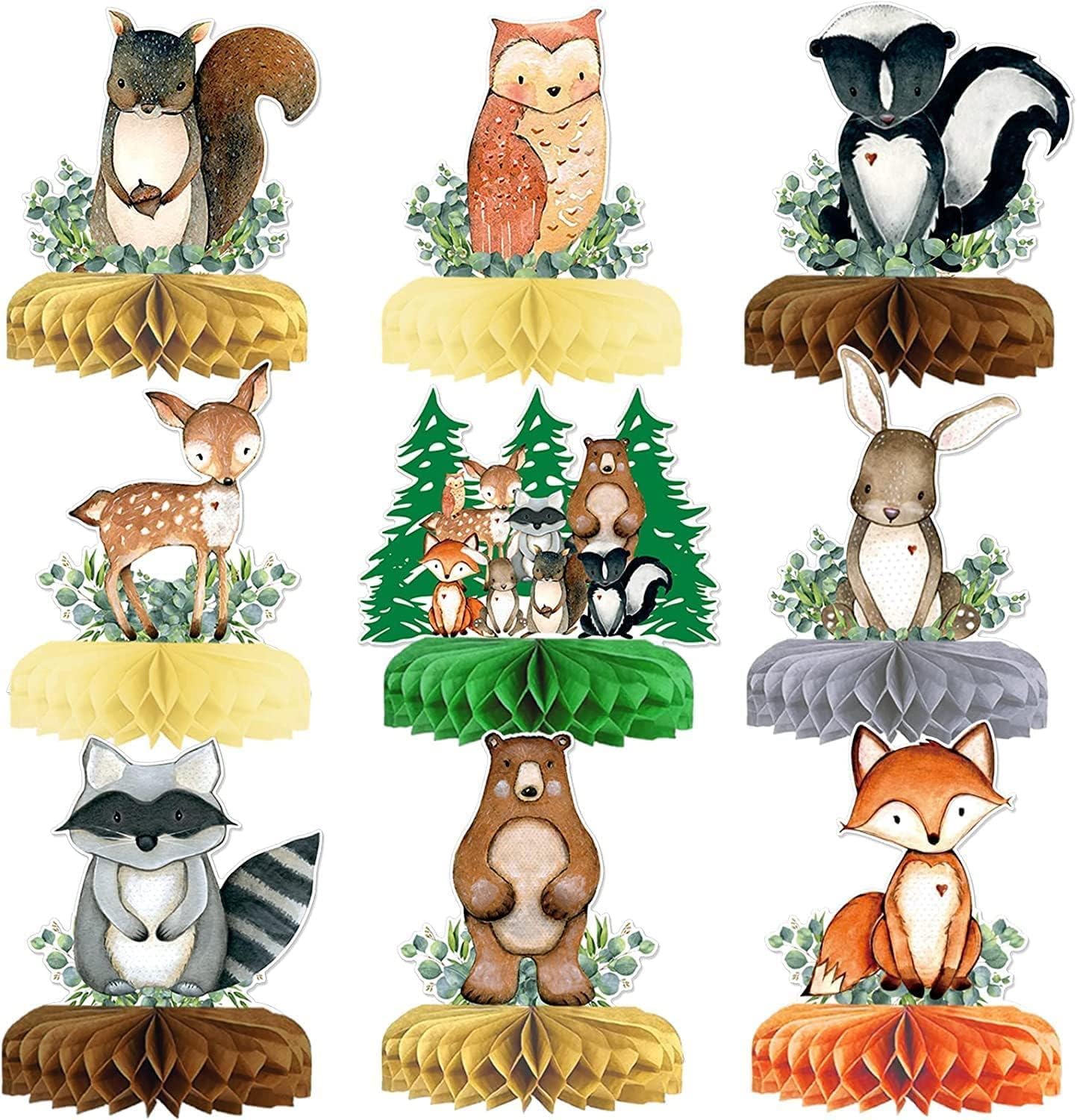 LIONTELO 9 Pack Woodland Animals Party