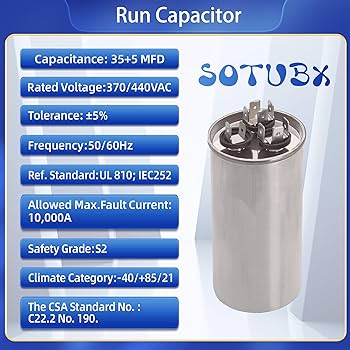 Amazon.com: Sotubx 35+5 MFD uf 370/440VAC Round Motor Dual