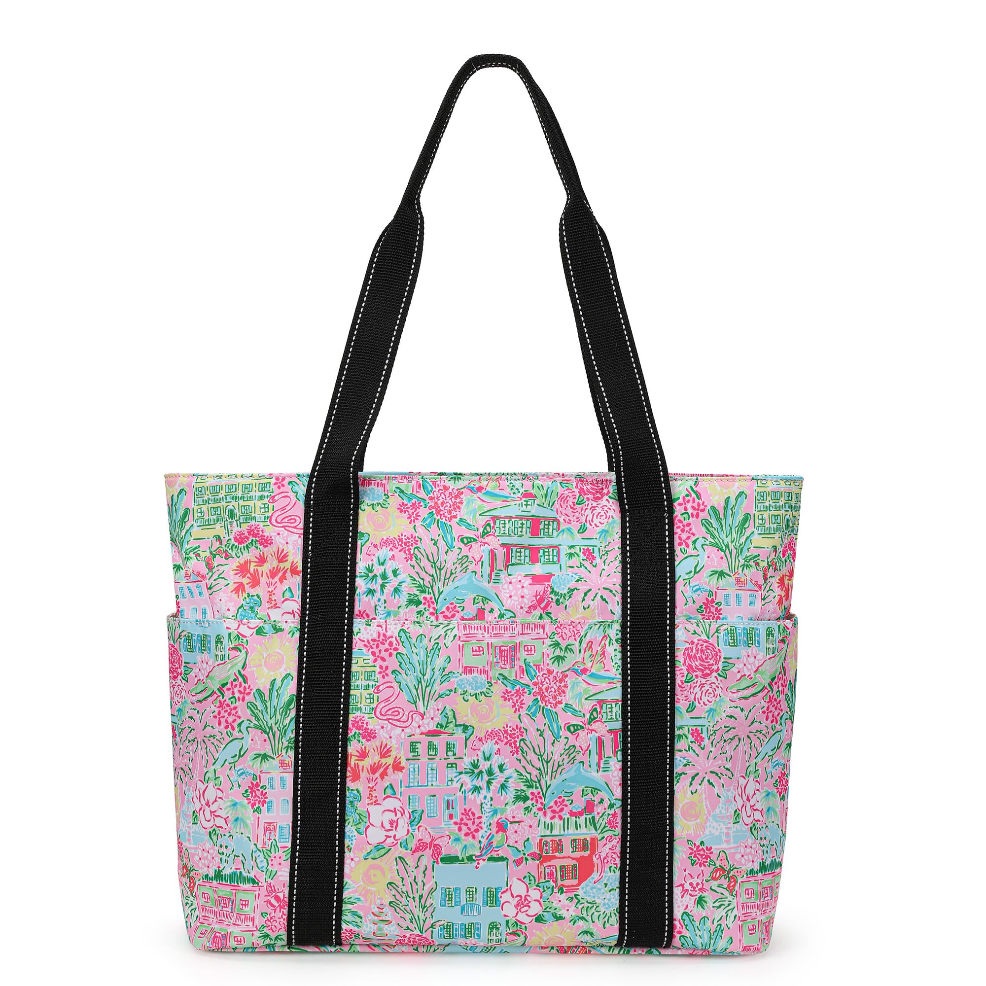 Tote Bag for Women with Laptop Compartment Cup Holder Nylon Bag for Work Travel Gym Beach Teacher Nurse