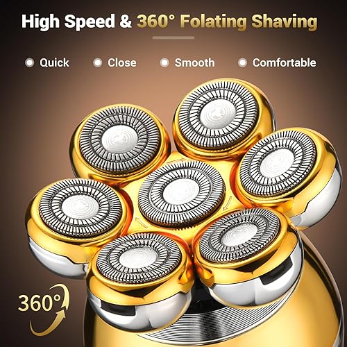 Miniatura 4 de Maquinilla de afeitar eléctrica para cabeza y cuerpo para mujeres y hombres, kit de aseo 5 en 1, carga inalámbrica recargable tipo C, maquinillas de