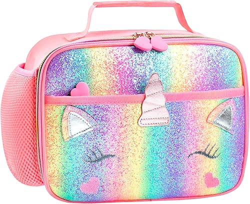 RLGPBON Bolsa de almuerzo para niños, lonchera aislada para niñas, bolsa de almuerzo para niños y adolescentes, bolsas de viaje lindas para