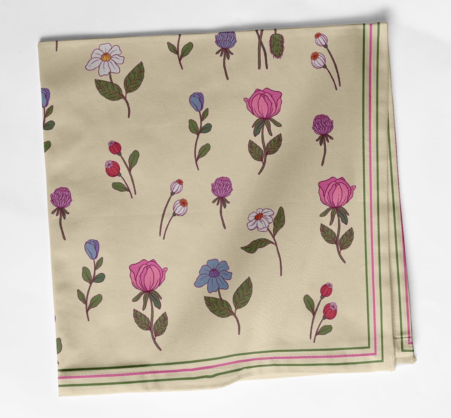 Luxury Cotton Twill Napkins - Set of 12, 20-Inch Floral Pattern, Premium Thick Cloth Napkins for Special Occasions - Soft, Absorbent & Machine Washable