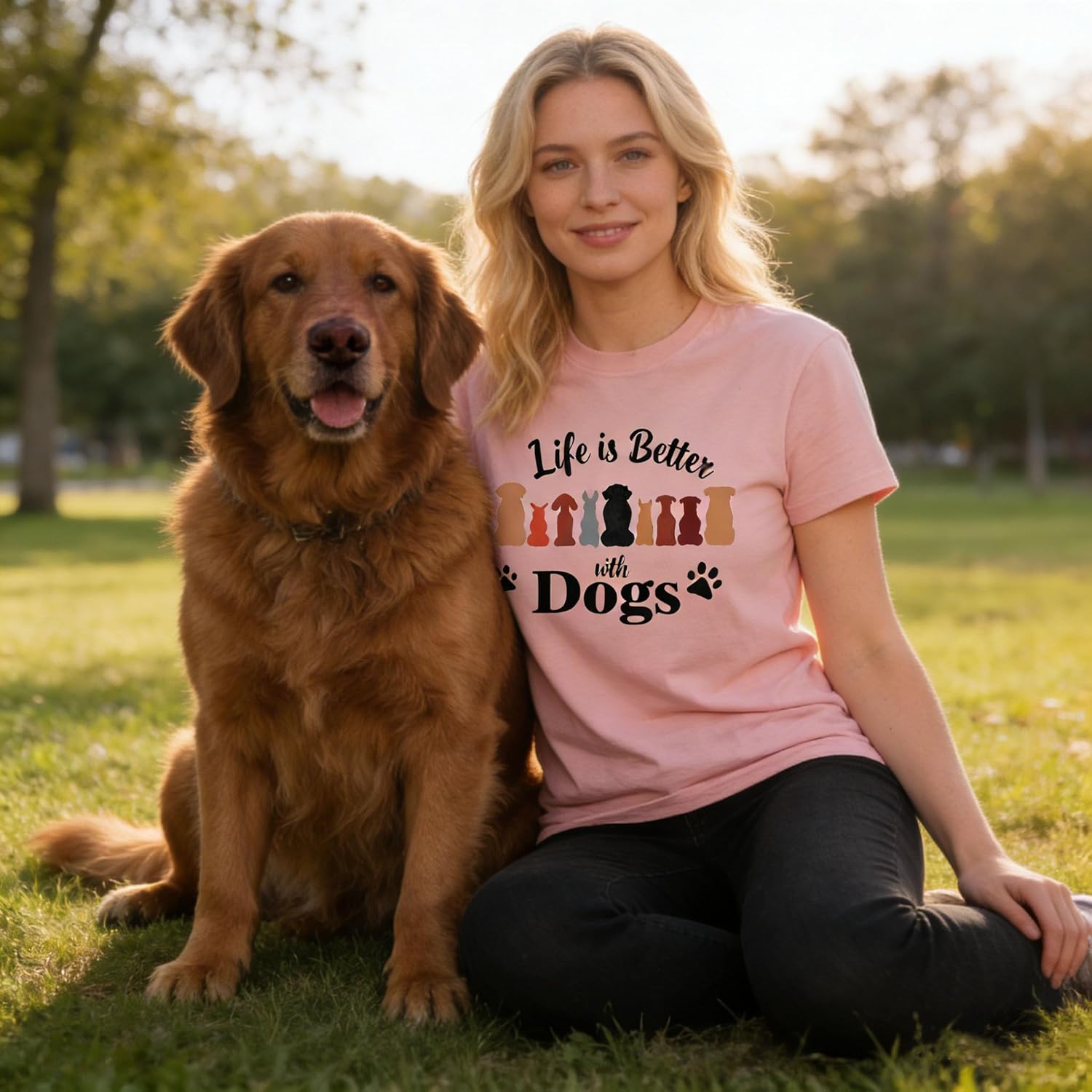 Dog Mom Graphic Tee Shirts: Life is Better with Dogs Women's T-Shirt Paw Pet Lover Gift Casual Tops - Image 5