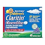 Claritin Children\'s Allergy Medicine, 24-Hour Non-Drowsy Loratadine 5mg Chewable Tablet, Antihistamine for Kids Ages 2 Years and Older, Grape Flavored, 40 tablets