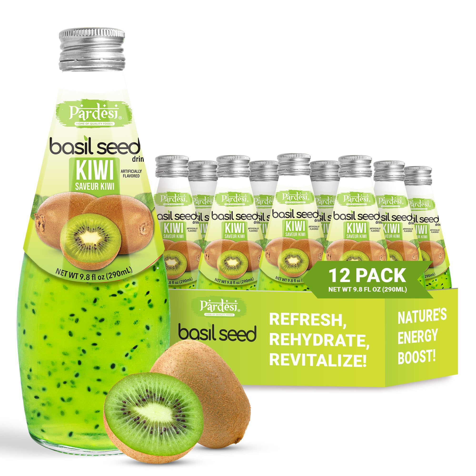 パーシーです₊⁎⁺˳✧༚ Amazon.com: Pardesi Basil Seed Drink Kiwi Flavor 290ml 9.8 Fl Oz