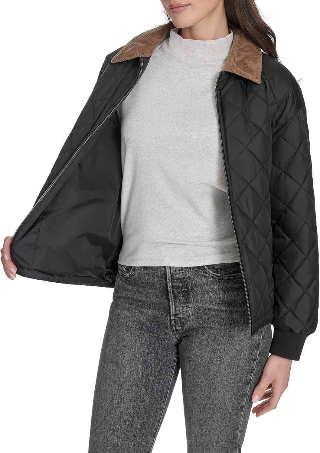 Levi's womens Diamond Quilted Jacket With Corduroy Collar - Image 5