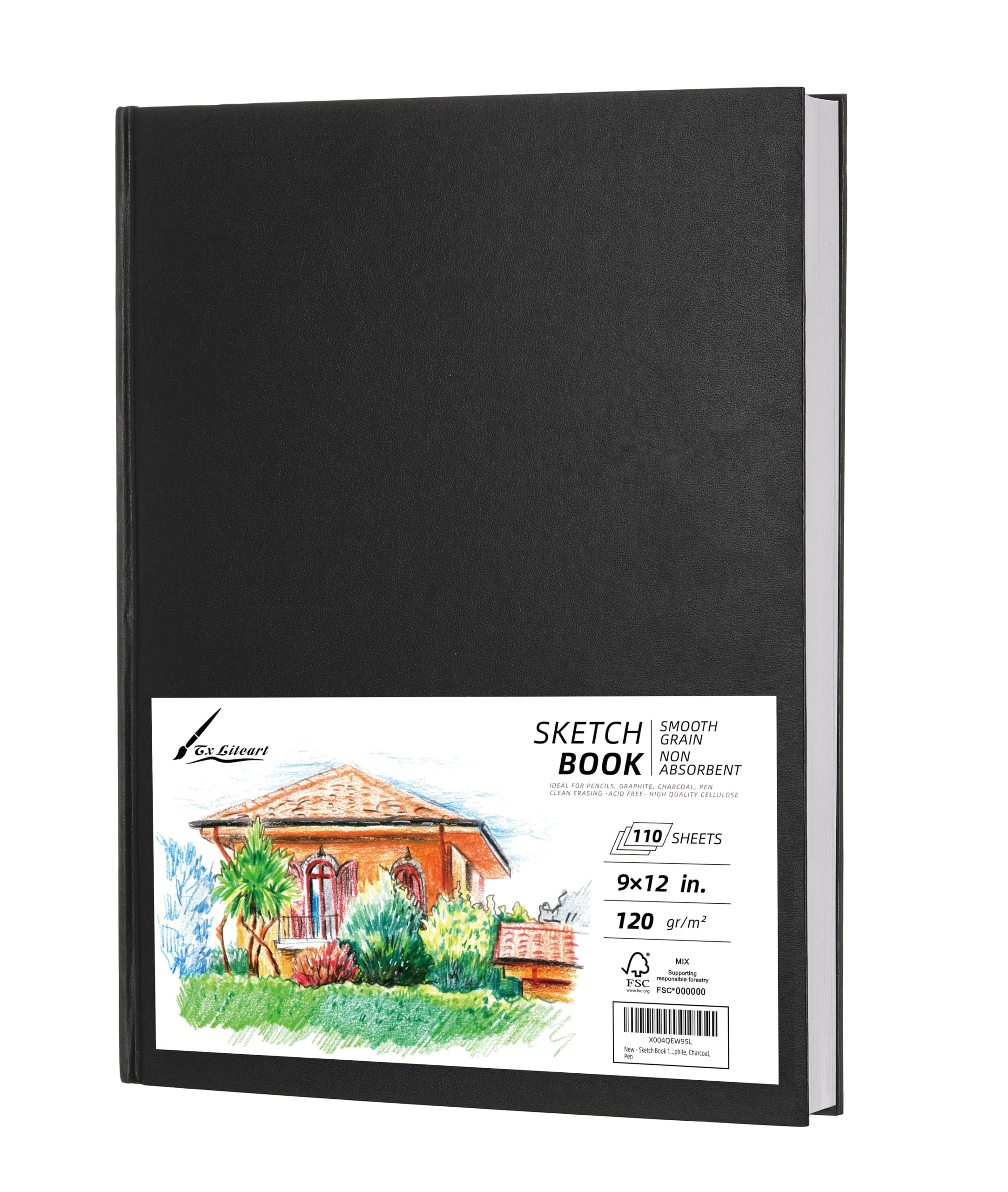 Tx Liteart 9" X 12" Hardcover Sketch Pads For Drawing, 110 Sheets, 80Lb/120Gsm Marker Sketchbook - Acid Free Paper, Durable Binding, Bleedproof, Professional Hardbound Sketchbook (Pack Of 1)