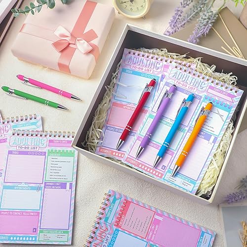 Miniatura 7 de Honoson Juego de 12 bloc de notas para adultos con bolígrafos de 30 páginas cada uno, planificador diario de 5.2 x 7.8 pulgadas, cuaderno de notas