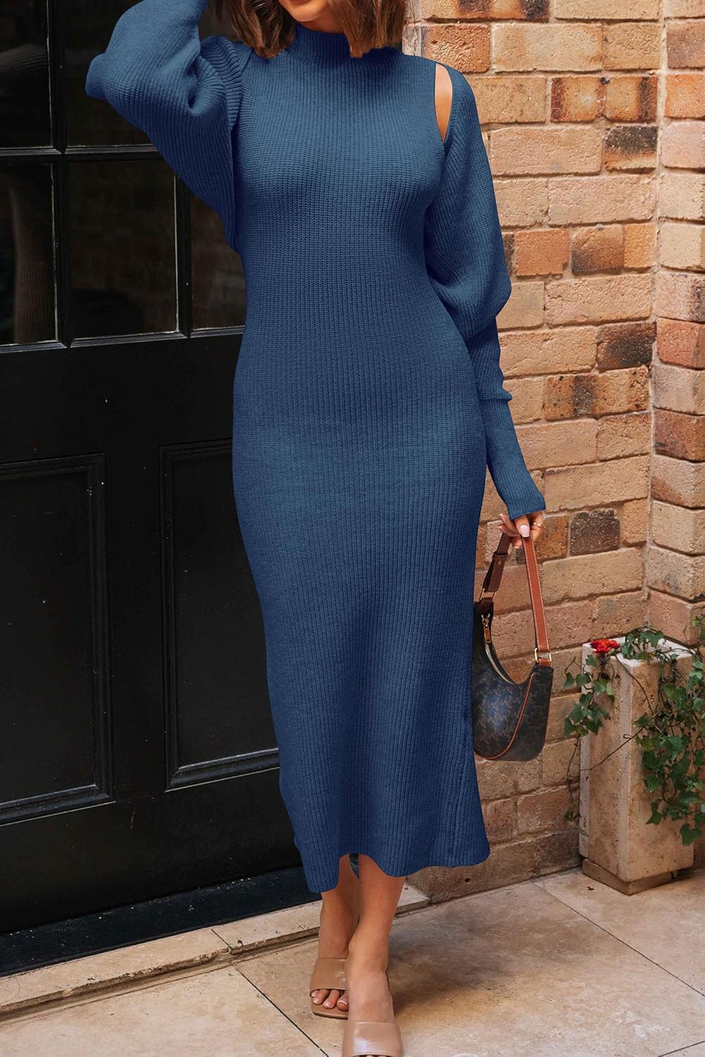 PRETTYGARDEN Women's Fall 2 Piece Outfits Knit Long Sleeve Cropped Cardigan Pullover Sweater Maxi Dress Sets Winter Clothing - Image 6