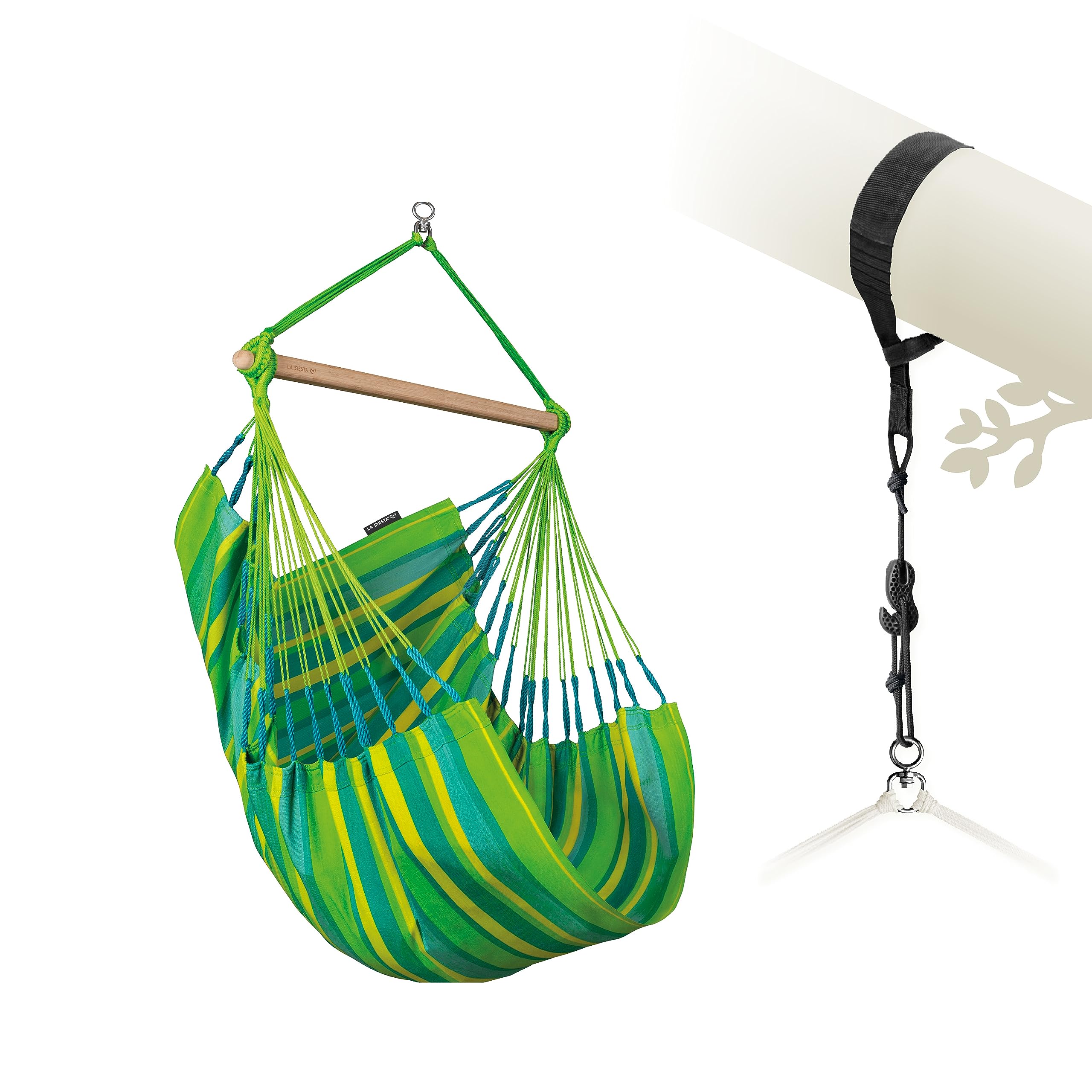 LA SIESTA® - Medium Basic Domingo Hammock Chair &amp; TreeMount - Weather &amp; Tear Resistant Hanging Chair w/Suspension Kit for Trees Beams &amp; Posts - Bedroom Patio Outdoor Indoor Hammock Chair - Lime