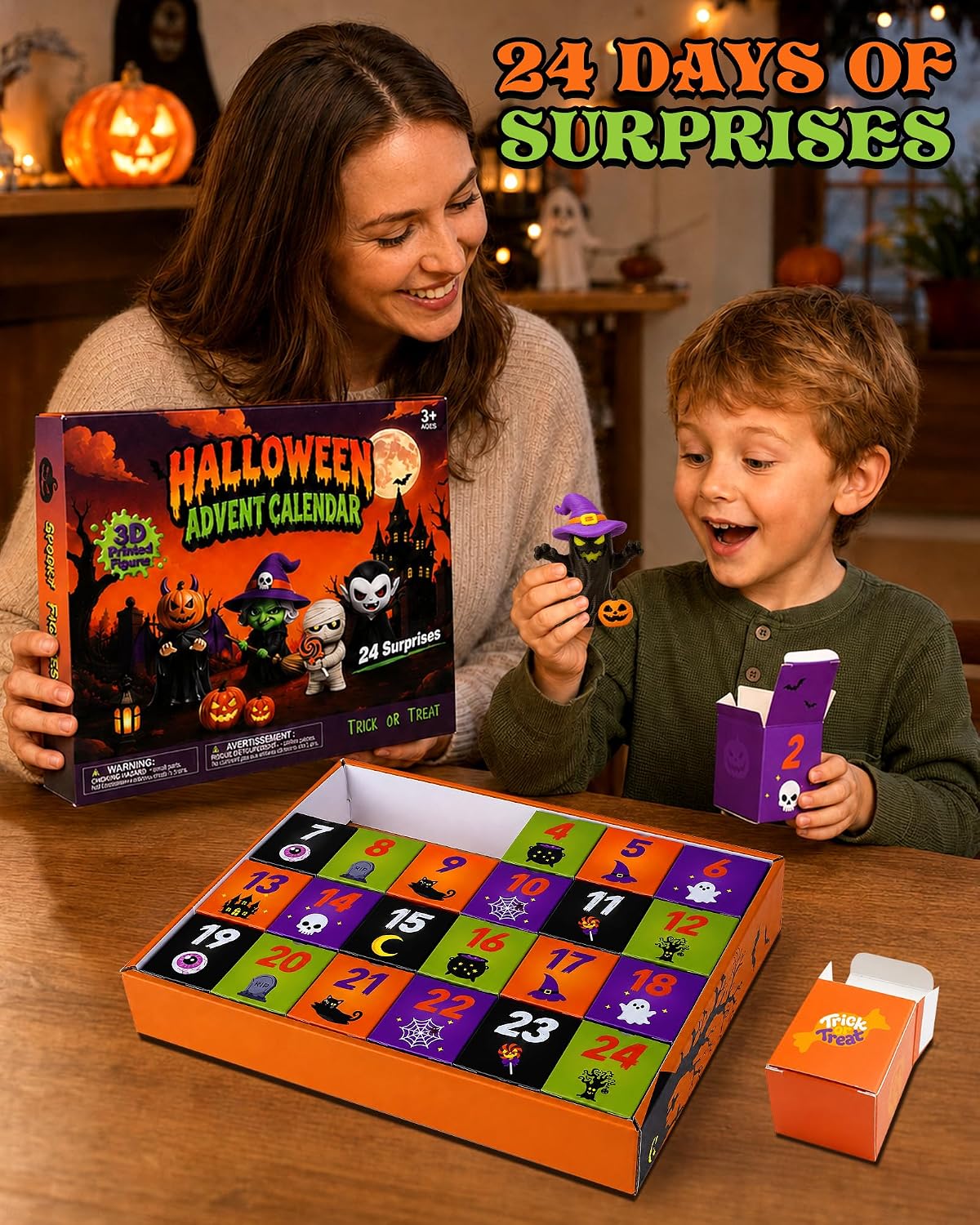 Halloween Advent Calendar 2026 3D Printed Toys Gifts for Boys Girls