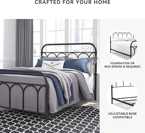 Miniatura 5 de Signature Design by Ashley Nashburg Industrial Farmhouse - Cama de metal, matrimonial, negro mate