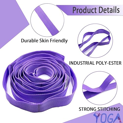 Miniatura 4 de Correa elástica de yoga con bucles, correas elásticas para terapia física, correa de ejercicio no elástica para pilates, danza y gimnasia con guía