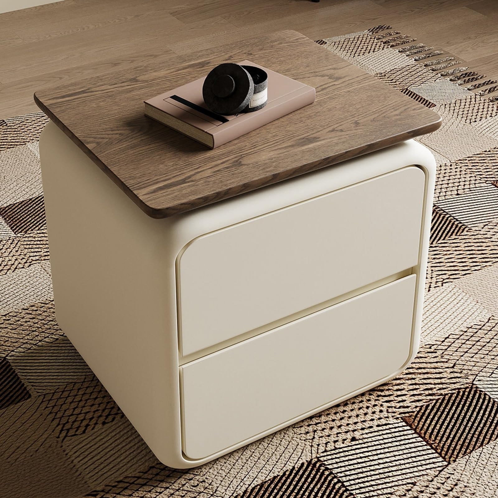 Versatile Comodino Shape con maniglia nascosta a doppio cassetto