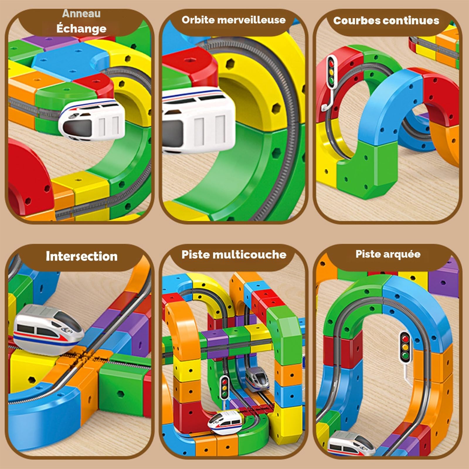 Circuit Train Electrique Clickrail, DIY Cube Track Blocs Rail Cube Klickrail, Cubix 3D Parcours Relief DéFiant Gravité, Blocs Train Magnetique Enfant, Circuit Trains électrique Enfant (123 Pièces)