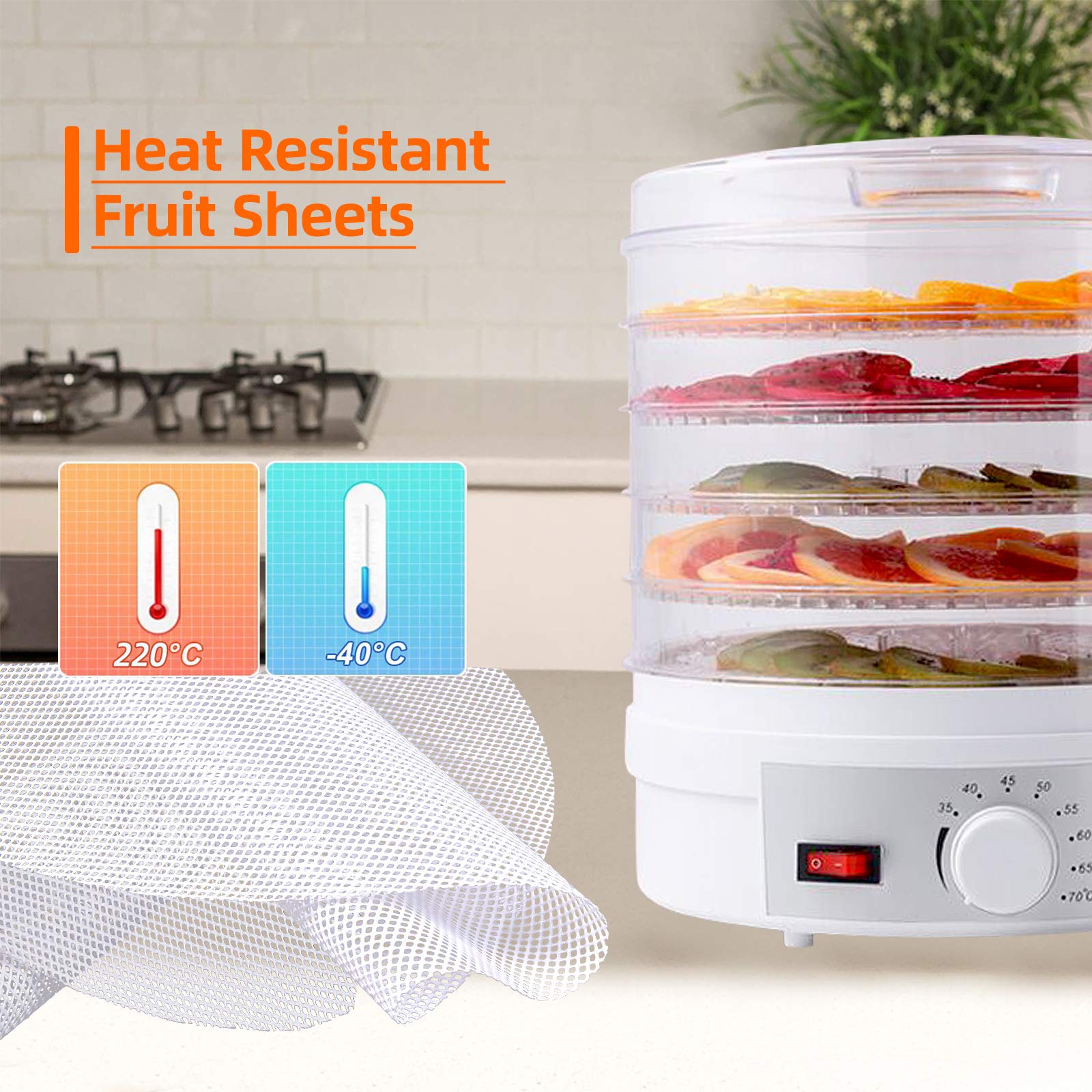 Sopito Hojas deshidratadoras de Silicona, 6 Piezas Redondo Antiadherente Reutilizable Hojas deshidratadoras de Frutas