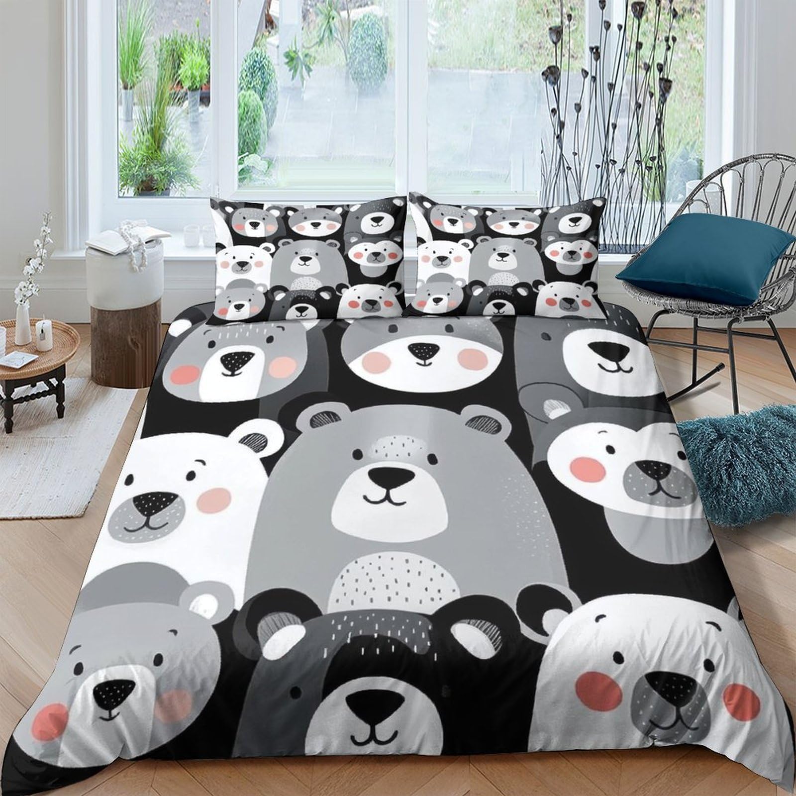 Ctjqhvkz Style-6 3D Printed Cartoon Bear Fitted Sheet Microfiber Soft Anti-Slip Animal Pattern Mattress Cover For Bedroom Dormitory Home Decor Single（135X200cm）