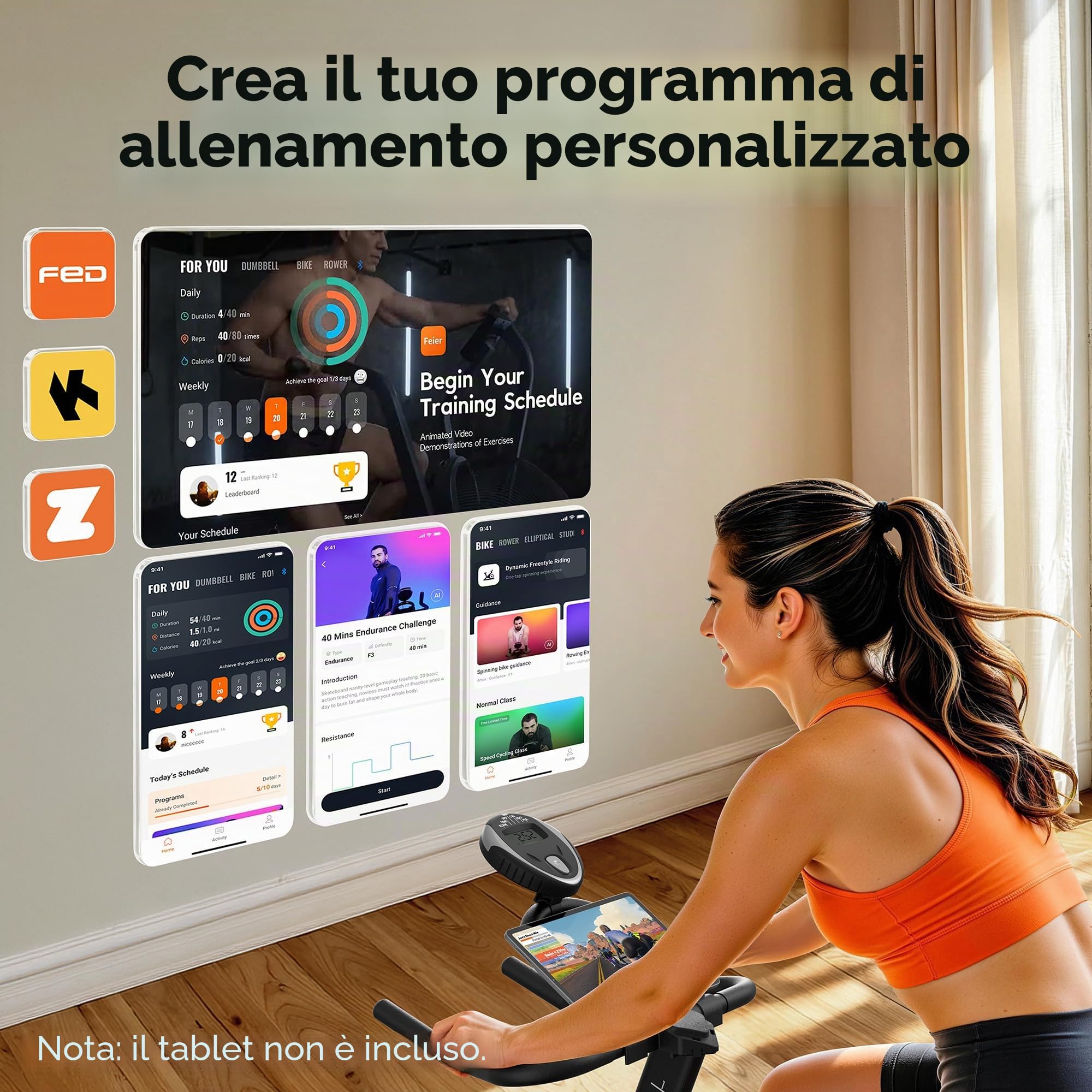 YOSUDA Cyclette da Casa con App, Resistenza Magnetica Regolabile, Silenziosa, Aerobica Domestica, Display LCD, Design Ergonomico, Capacità 136/160 kg