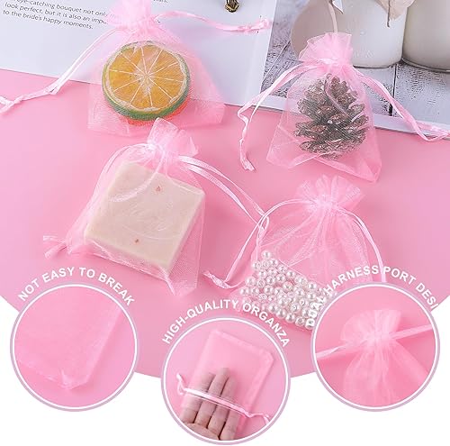 Miniatura 3 de Teaaah - 50 bolsas de organza, bolsas de organza transparente de 3 x 4 pulgadas, bolsas de regalo de malla, bolsas de organza con cordón para
