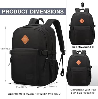 SUPACOOL Lightweight Casual Backpack for Men and Women, Large Backpack for School Boys and Girls