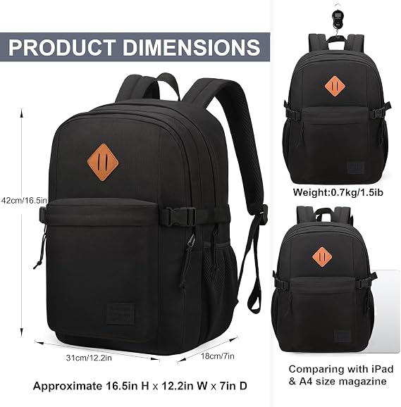 SUPACOOL Lightweight Casual Backpack for Men and Women, Large Backpack for School Boys and Girls
