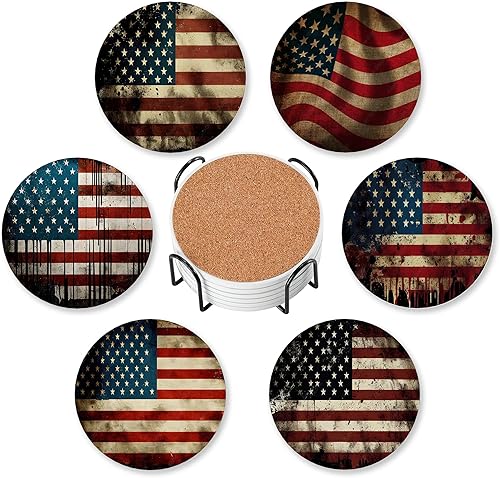 Miniatura 10 de 6 piezas de posavasos con soporte, posavasos redondos absorbentes de flores botánicas de cerámica para protección de mesa, para tazas de café,