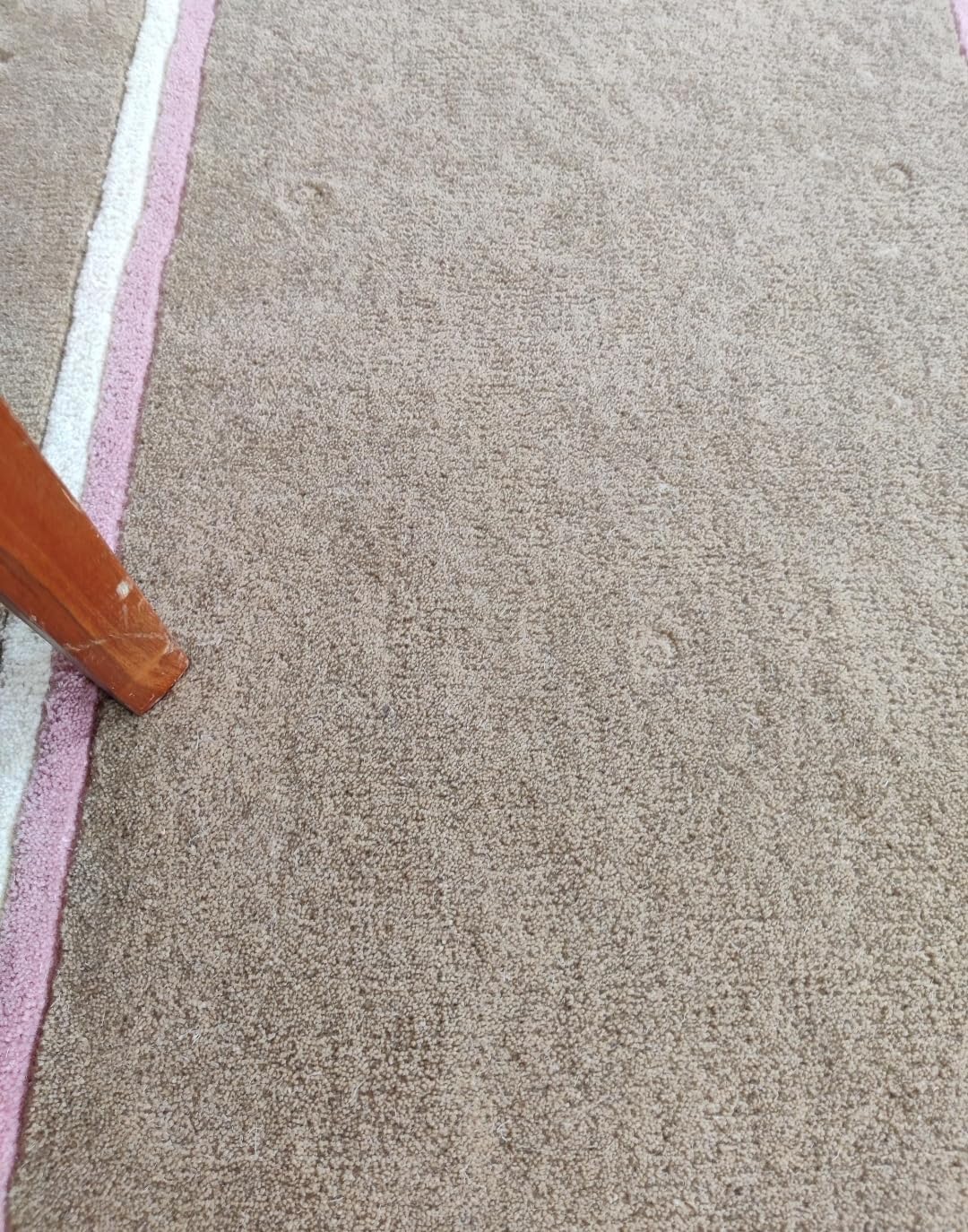 Area Rug with Scalloped Border, Blue and White, Geometric Frame Design, Soft Plush Texture (Light Rose, 8/10 feet)
