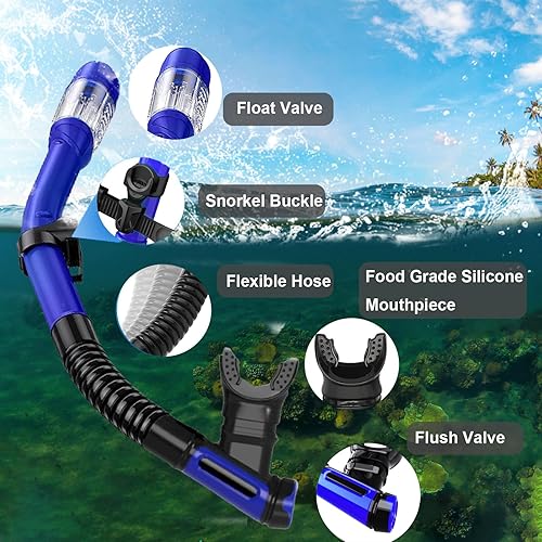Miniatura 6 de Equipo de esnórquel para adultos, juego de esnórquel seco, equipo de esnórquel con vista panorámica, máscara de natación de vidrio templado