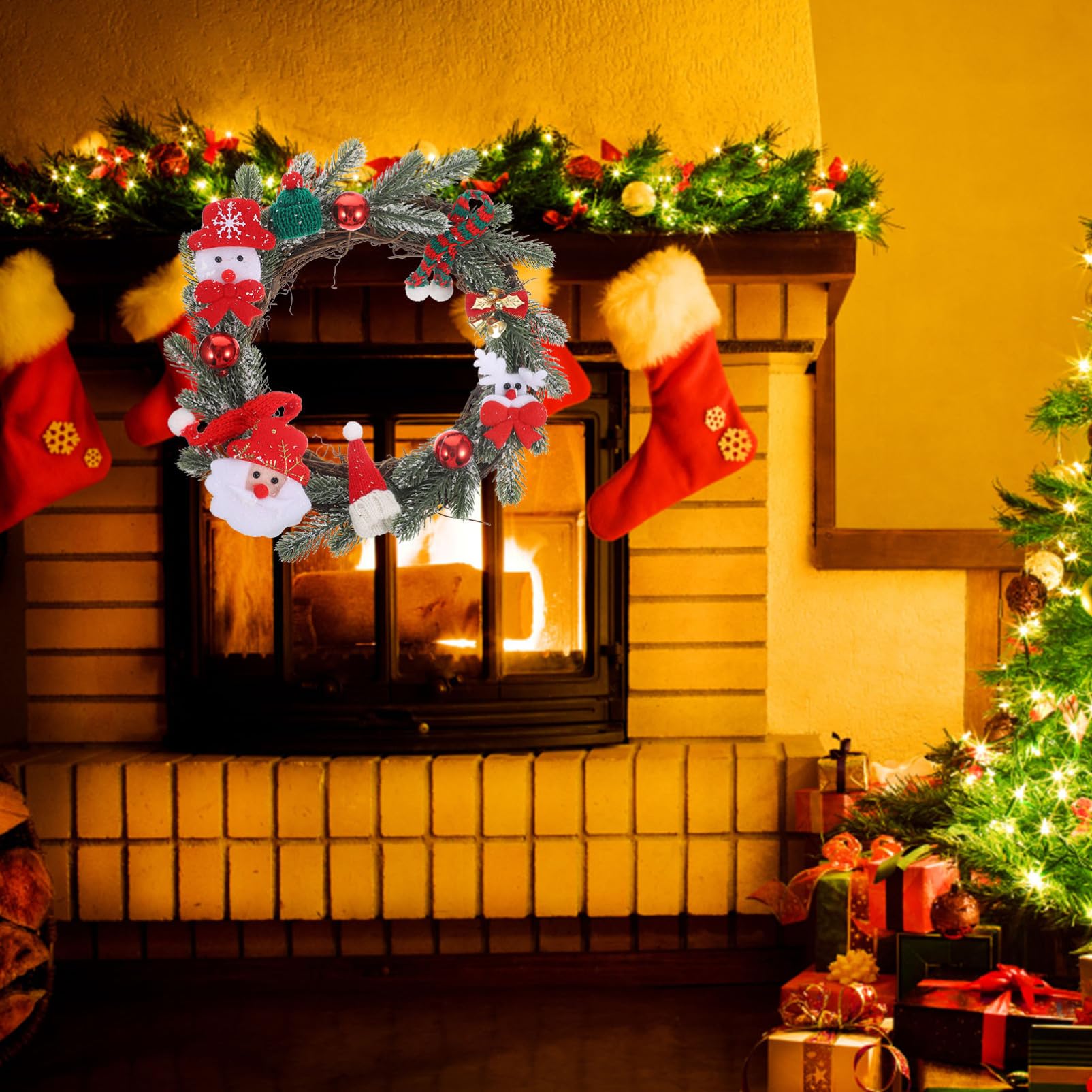 Guirnalda Navideña Decorativa De Pared Adorno Colgante De Navidad para Puertas y Ventanas Accesorio De Decoración Festiva para Hogar y Oficina