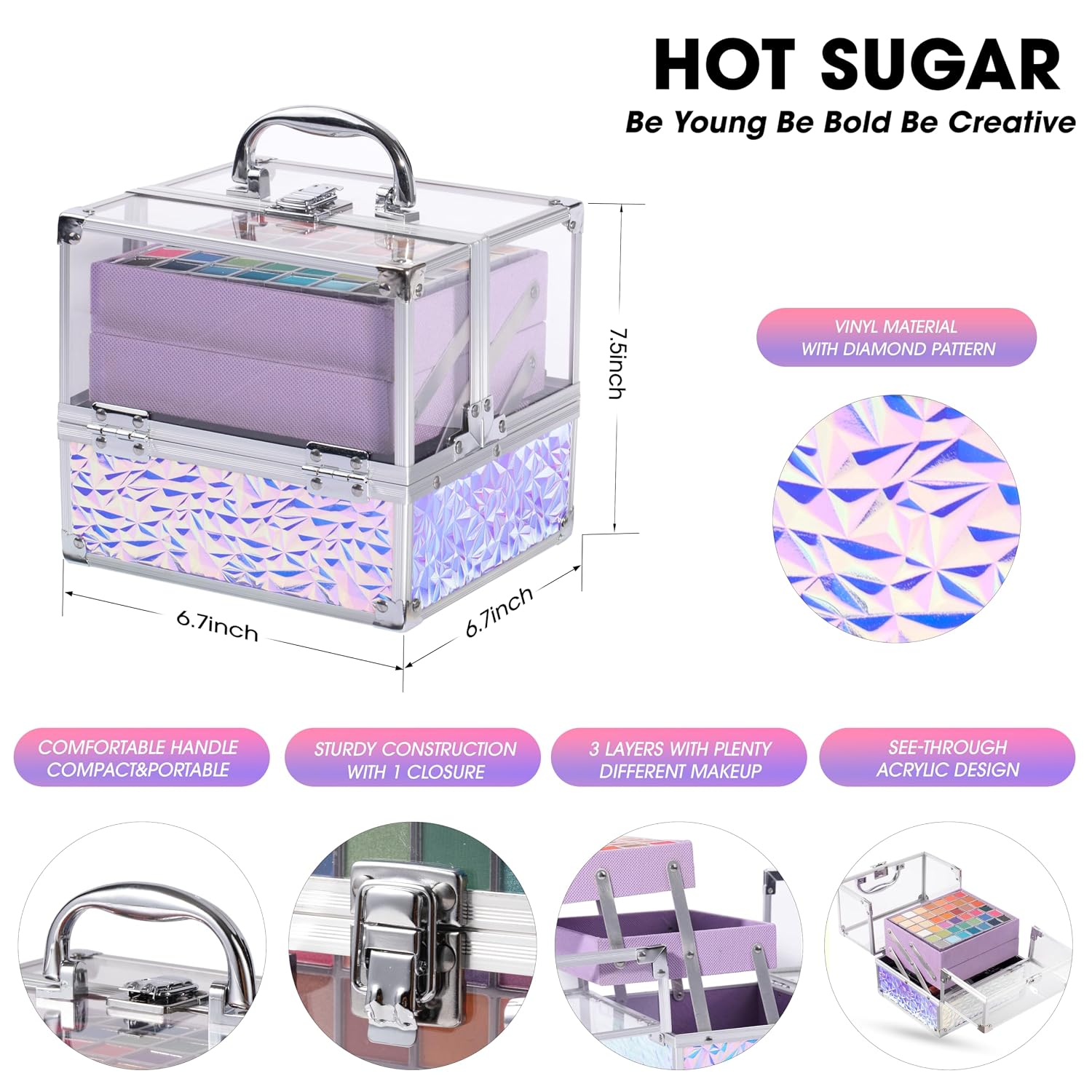 Hot Sugar Teen Makeup Kit for Girls 13-15, Makeup Gift Set for Birthday Parties Makeovers & Christmas (Purple)